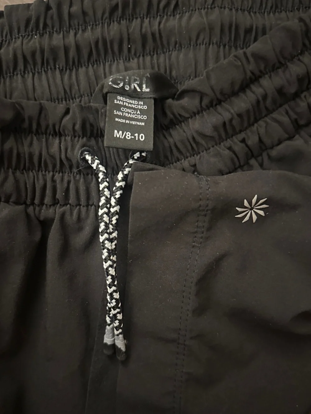 Athleta Girl Black Athletic Pull-On Shorts with Drawstring M/8-10
